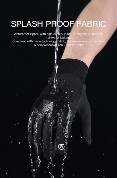 Soğuk Rüzgar Geçirmez Suya Dayanlıklı Dokunmatik Eldiven Parmak Korumalı Motosiklet Eldiveni - 7