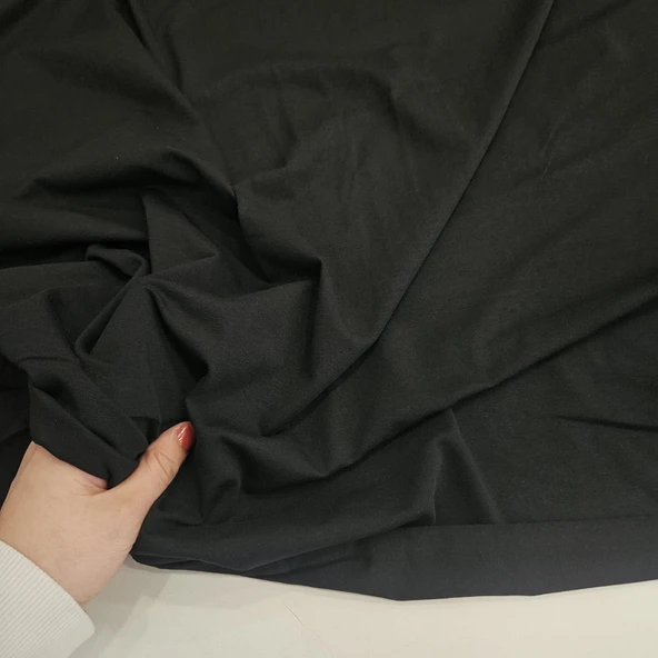 Kaf Kumaş  Mikro Modal Penye Süprem Kumaş | Siyah - Resim 3