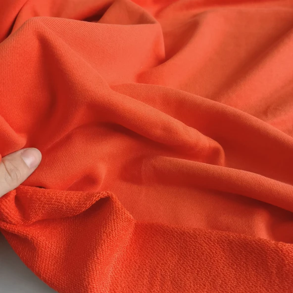 Kaf Kumaş  Modallı 3 İplik Kumaş | Turuncu - Resim 2