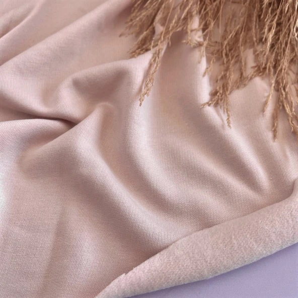 Kaf Kumaş  Penye Şardonlu İki İplik Kumaş | Pembe - Resim 2