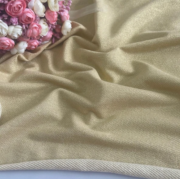 Kaf Kumaş  Gold Simli Diagonel İki İplik Kumaş - 2