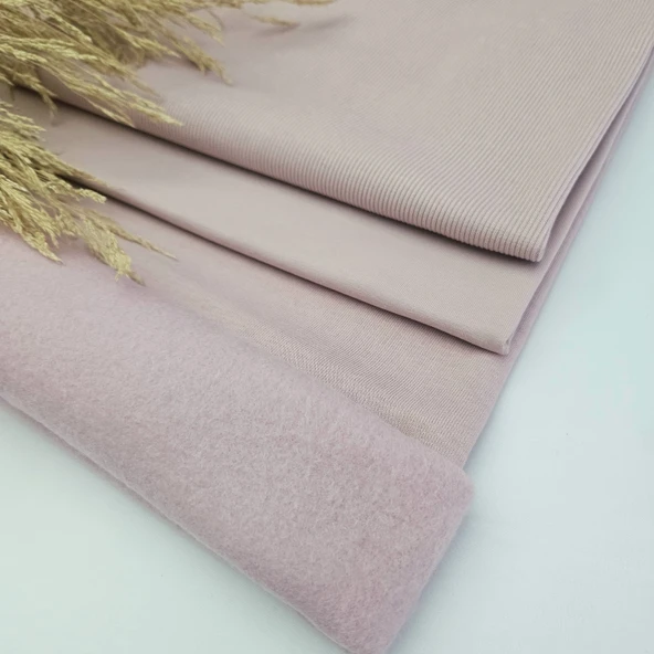 Kaf Kumaş  3 İplik Şardonlu Kumaş | Pudra - Resim 2