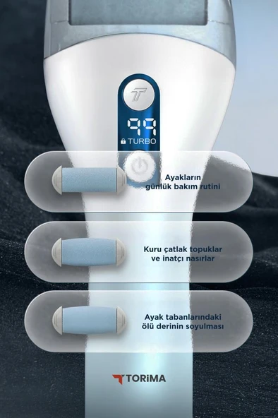 Torima BCM-1138T Beyaz LED Ekran Göstergeli Turbo Modlu Su Geçirmez Ayak Bakım Törpüsü - 7