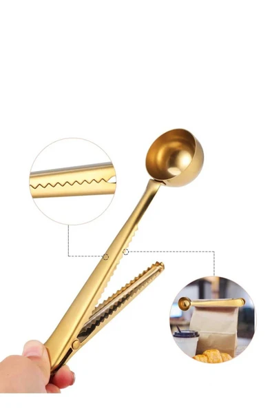 GOLD PASLANMAZ ÇELİK KAHVE MÜKEMMEL TUTMACI İLE SIZDIRMAZ PAKETE ŞIKLIK KAZANDIRAN KLİPSİ - 3