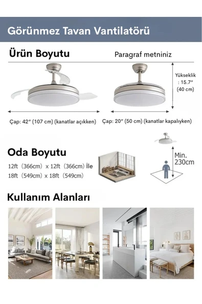 Dlc Zonda 107 Cm Gümüş Renk Led Tavan Vantilatörü - 5
