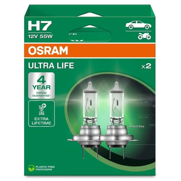Osram H7 Ultra Life Uzun Ömürlü 12V 55W 2'li Ampul Set ürün görseli 1
