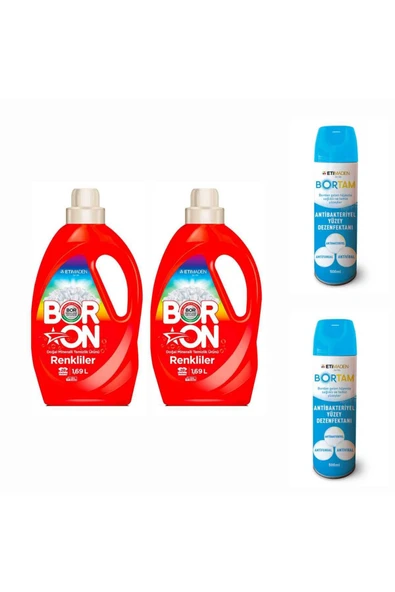 DOĞAL SIVI ÇAMAŞIR DETERJANI BORON RENKLİLER İÇİN 26*2 YIKAMA+ BORTAM DEZENFEKTAN 500 ML*2 ADET