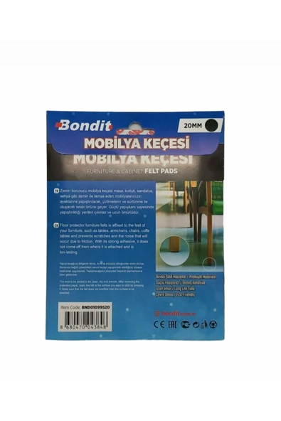 Bondit Yuvarlak Mobilya Keçesi 20mm 60 Adet Mobilya Kaydırmazı Keçesi - 2