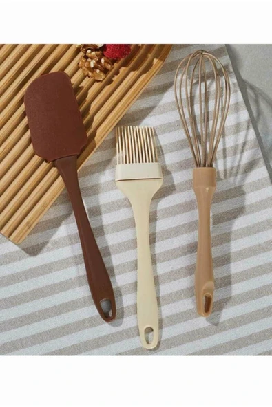 Chocky Silikon 3'lü Mutfak Seti Çırpıçı,Spatula,Yumurta Fırçası