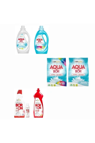 Doğal Mineralli Çamaşır Deterjanı Aquabor Renkli Ve Beyazlar Için 146 Yıkama Bulaşık Deterjanı