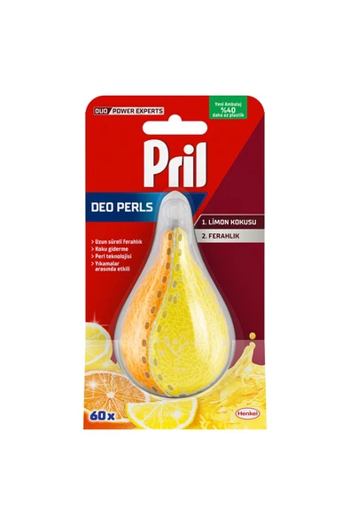 PRİL DEO PERLS BULAŞIK MAKİNESİ KOKU ÖNLEYİCİ LİMON FERAHLIĞI 60 yıkama