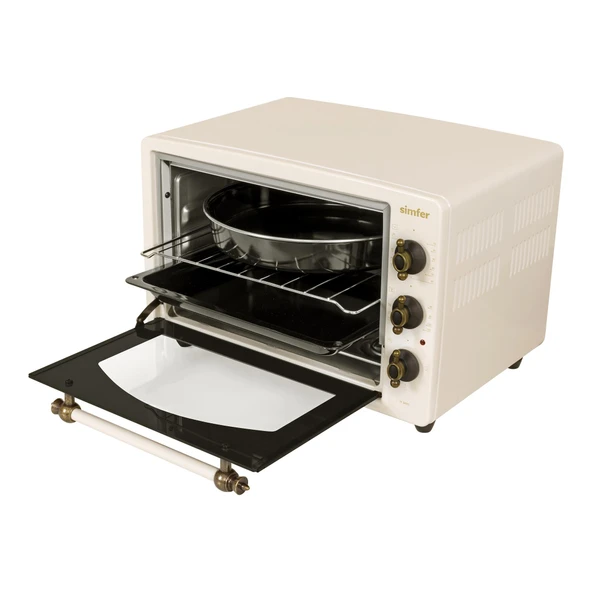 Simfer 3495 Retro Bej 34 LT Statik Mini/Midi Fırın - 4 Fonksiyon, Programlanabilir Pişirme & Isı Kontrol - Resim 3