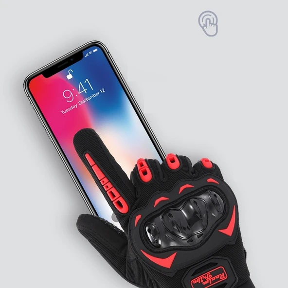 Motor Eldiveni Profesyonel Korumalı Dokunmatik Motosiklet Eldiveni - 6