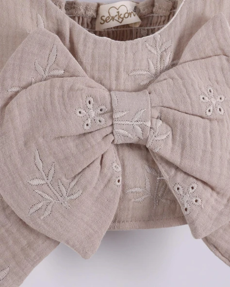 Serkon Kız Çocuk Müslin Crop Pantolon Takım SER-0876 - 2