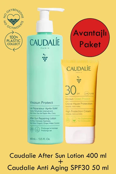 Caudalie High Protection Cream SPF30 50 ml + Caudalie After Sun Repairing Lotion 400 ml ürün görseli 1