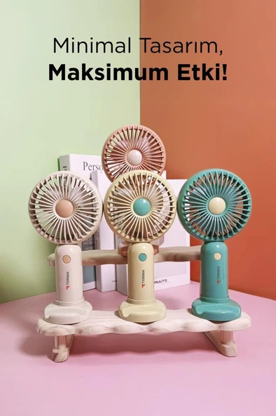 Torima F-28 Turuncu Taşınabilir Şarj Edilebilir Mini El Fanı Ve Masa Fanı Soğutucu Pervane - 4