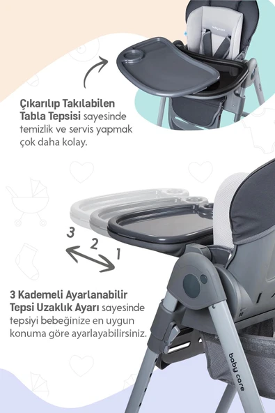 Baby Care Bc511 Flex Plus Mama Sandalyesi Gri - 5