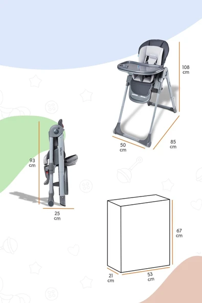 Baby Care Bc511 Flex Plus Mama Sandalyesi Antrasit - Resim 7