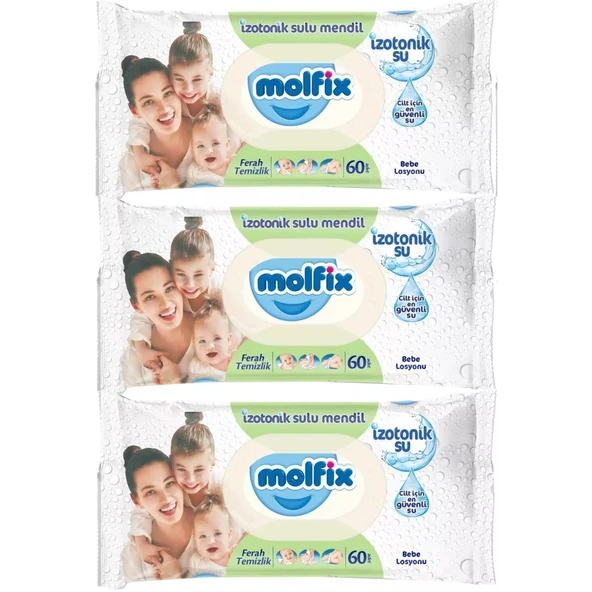 Molfix İzotonik Sulu Ferah Temizlik Islak Havlu Mendil 3lü 180 Yaprak - 4