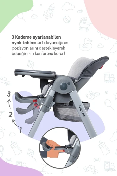 Baby Care Bc511 Flex Plus Mama Sandalyesi Antrasit - 6