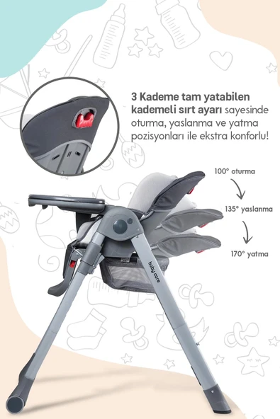 Baby Care Bc511 Flex Plus Mama Sandalyesi Gri - 2