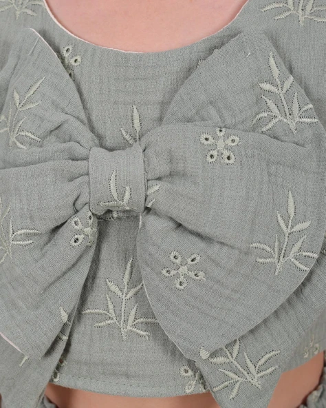 Serkon Kız Crop Muslin Şort Takım SER-0875 - 3