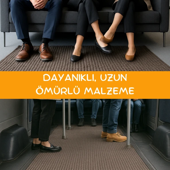 Beylini Çelik Halı Kaymaz Dayanıklı Kesilebilir Yoğun Trafik Alanları Ofis Iş Yolluk Araç Oto Paspası Zemin Döşeme Lateks Taban 9mm Kalınlık Kahverengi - 5
