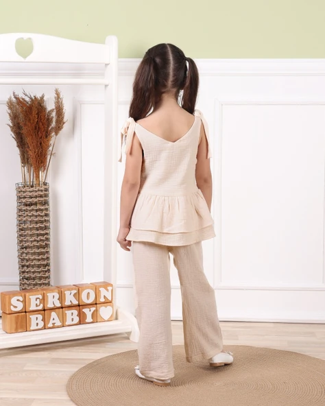 Serkon Kız Askılı Bluz Müslin Takım SER-0853 - 2