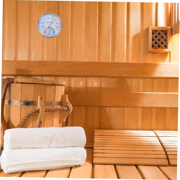 Termometre Isı ve Nem Ölçer Sauna Sıcaklık Ölçme Derece Gösterge Pilsiz Mekanik Düz Analog 1 Adet - 3