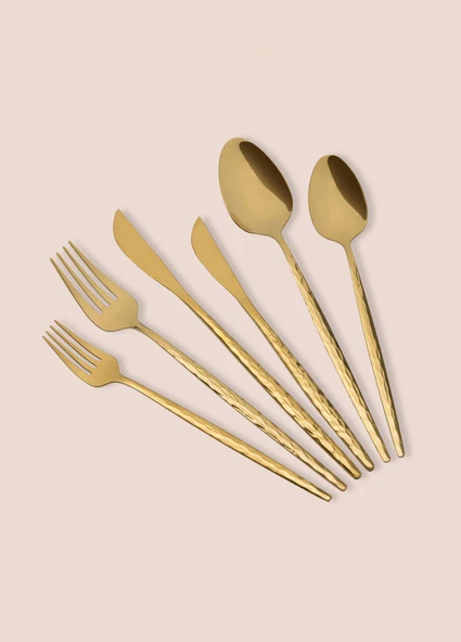 The Mia Shiny Çatal Kaşık Bıçak Takımı Gold 36 Parça - 7