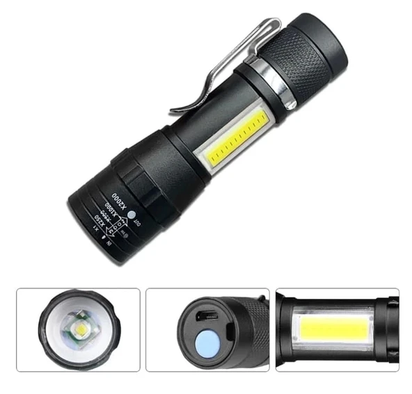 Wuben Wb-017 Zoomlu Şarjlı Cob Led Güçlü El Feneri - 3