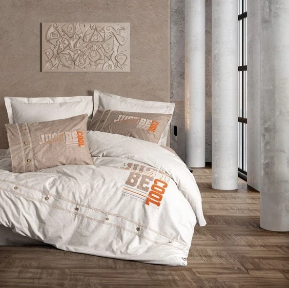 Cotton Box Mood Nakışlı Ranforce Nevresim Takımı Tek Kişilik Cool Kahve - 3