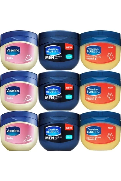 Vaseline Nemlendirici Jel Krem (vazelin) 100ml Karma (e Vitamin-baby-men Cooling) 9 Lu Set