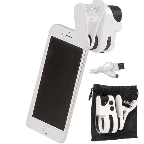 60x Mini Cep Telefonu Için Mandallı Mikroskop Uv Ledli Büyüteç Model Al2431 - 7