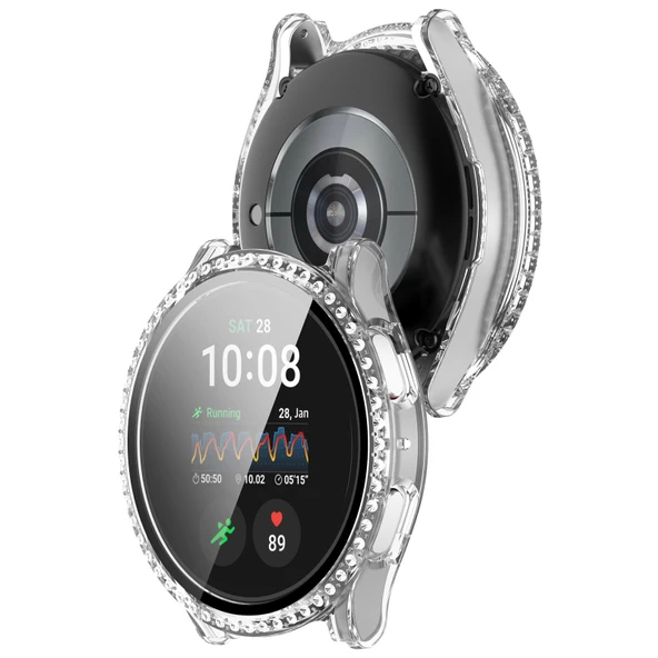 Samsung Galaxy Watch 4 5 6 7 FE 40mm Uyumlu Parlak Taşlı Ekran Kasa Kılıf Koruyucu - 11