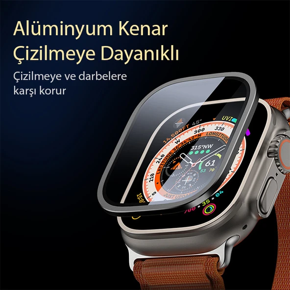 Apple Watch Ultra Apple Watch Ultra 2 49mm Uyumlu Metal Çerçeveli Ekran Koruyucu - 5