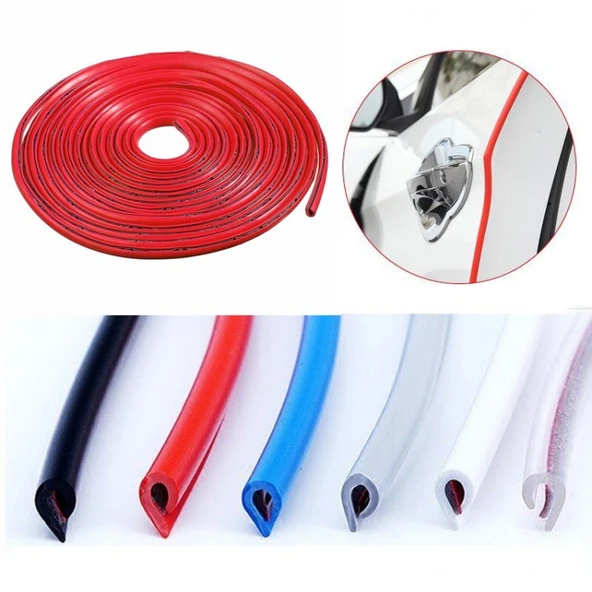 Araç İçin Kapı Kenarı Çarpma Koruyucu U Tipi Geçmeli 5 Mt Şerit Kırmızı - 3