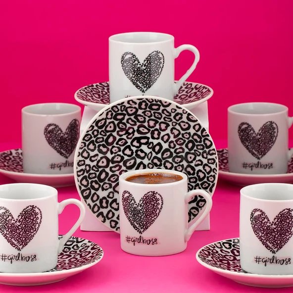 Porsima 11 Porselen 12 Parça Türk Kahve Fincan Takımı 90ml - Resim 2