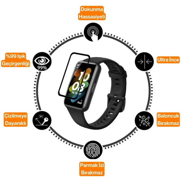 Huawei Band 8 ile Uyumlu 3D Full Ekran Koruyucu - Resim 4