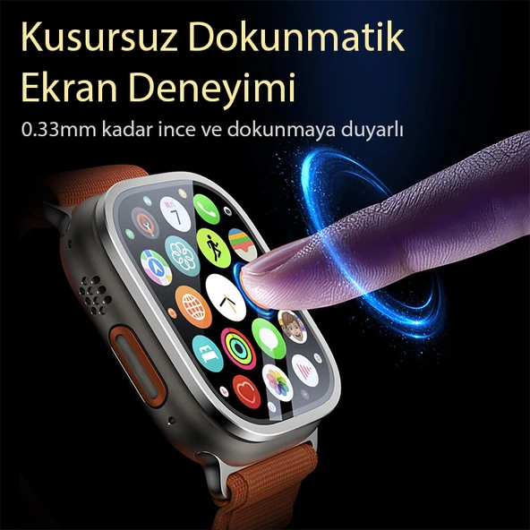 Apple Watch Ultra Apple Watch Ultra 2 49mm Uyumlu Metal Çerçeveli Ekran Koruyucu - 4