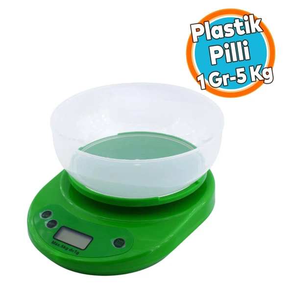 Hassas Terazi Hazneli Dijital LCD Ekran Pilli Otomatik Kapanma 1 gr 5 kg Tartım Mutfak Tartısı Ölçüm