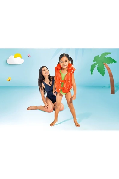 Şişme Can Yeleği Yüzme Can Yeleği Deniz Yeleği Şişme Cankurtaran Yelek Life Vest Emniyet 50x47 cm. - 8