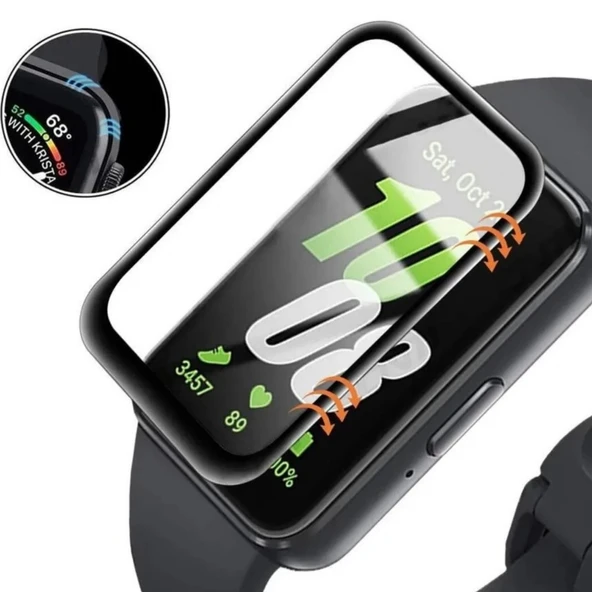 Samsung Galaxy Fit 3 R390 ile Uyumlu 3D Cam Full Ekran Koruyucu - Resim 4