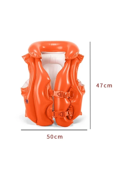 Şişme Can Yeleği Yüzme Can Yeleği Deniz Yeleği Şişme Cankurtaran Yelek Life Vest Emniyet 50x47 cm. - 2