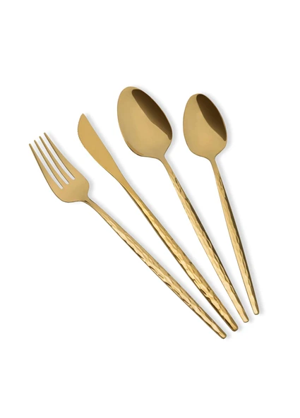 The Mia Shiny Çatal Kaşık Bıçak Takımı Gold 24 Parça