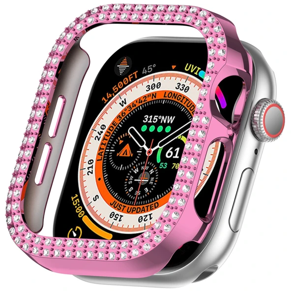 Apple Watch 10. Nesil 46mm Uyumlu Parlak Taşlı 360 Tam Koruma Kapak Kılıf - 12