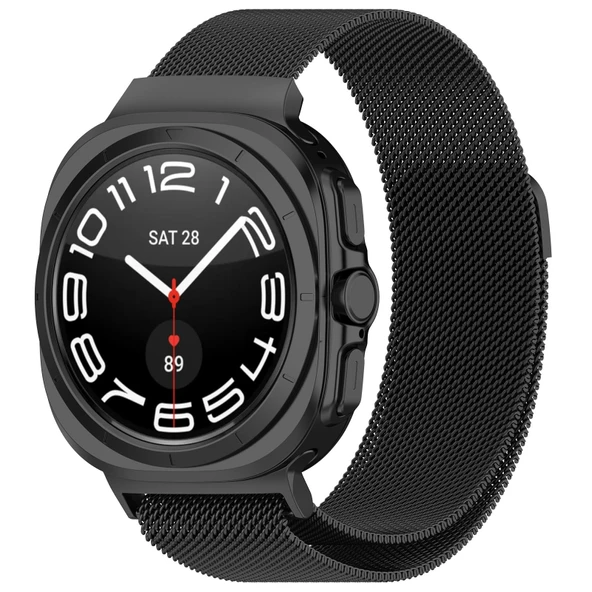 Samsung Galaxy Watch 7 Ultra Uyumlu Metal Hasır Manyetik Kordon Kayış - 10