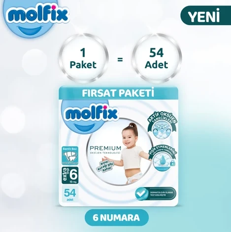 Molfix Premium Bebek Bezi Ultra Fırsat Paketi 6 Beden 15+ Kg 54 Adet - 3