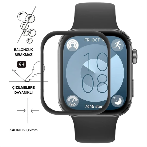 Huawei Watch Fit 3 ile Uyumlu 3D Full Ekran Koruyucu - 2