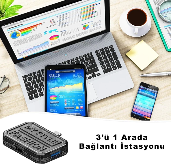 Type-C Hdmi Usb 3.0 Pd Şarj Giriş Mini Taşınabilir Çevirici Adaptör BX3H - 6